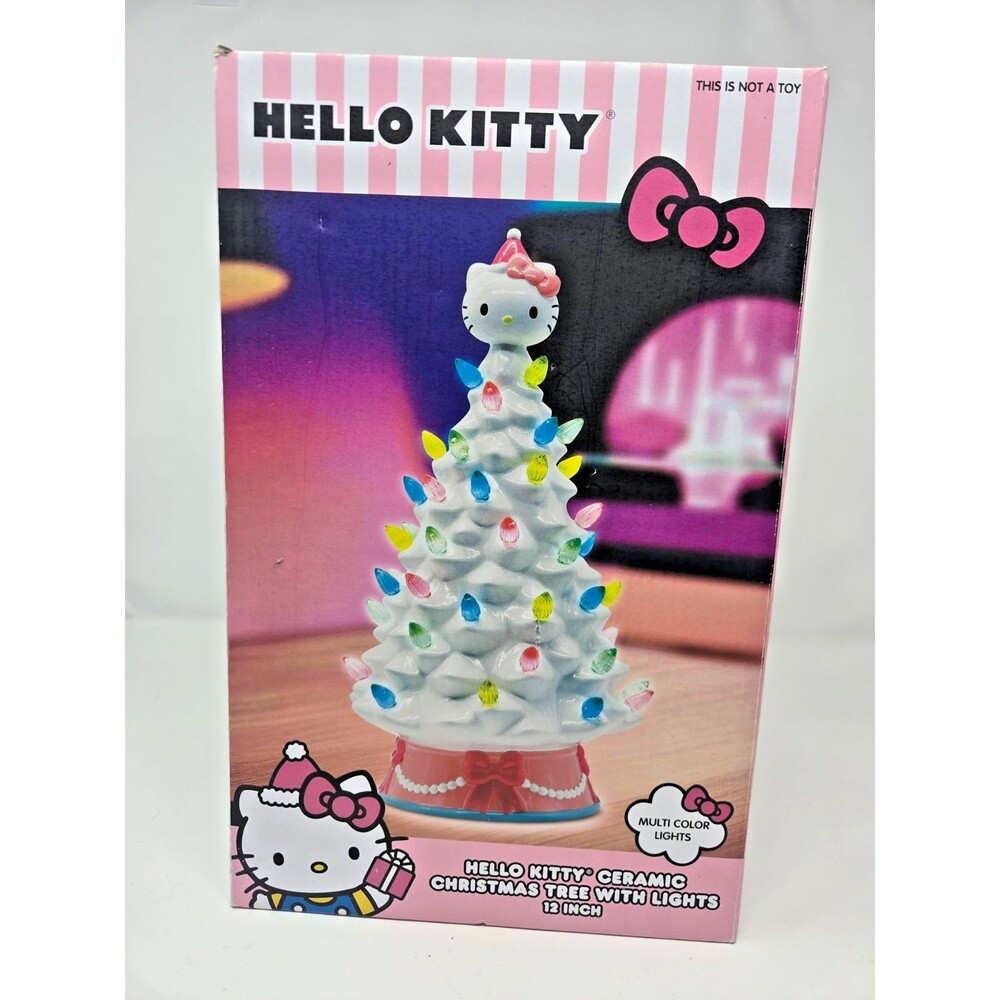 Hello Kitty Ceramic Christmas Tree 12" Light Up Sanrio Ukonic Kawaii Pink Decor